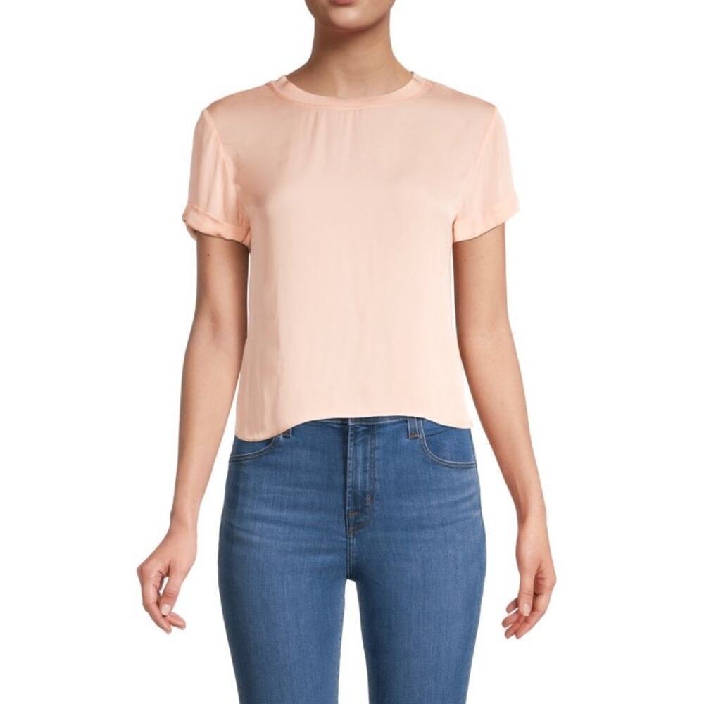 Alice + Olivia Classics Jann Boxy Short Sleeve Pink Top Size Medium